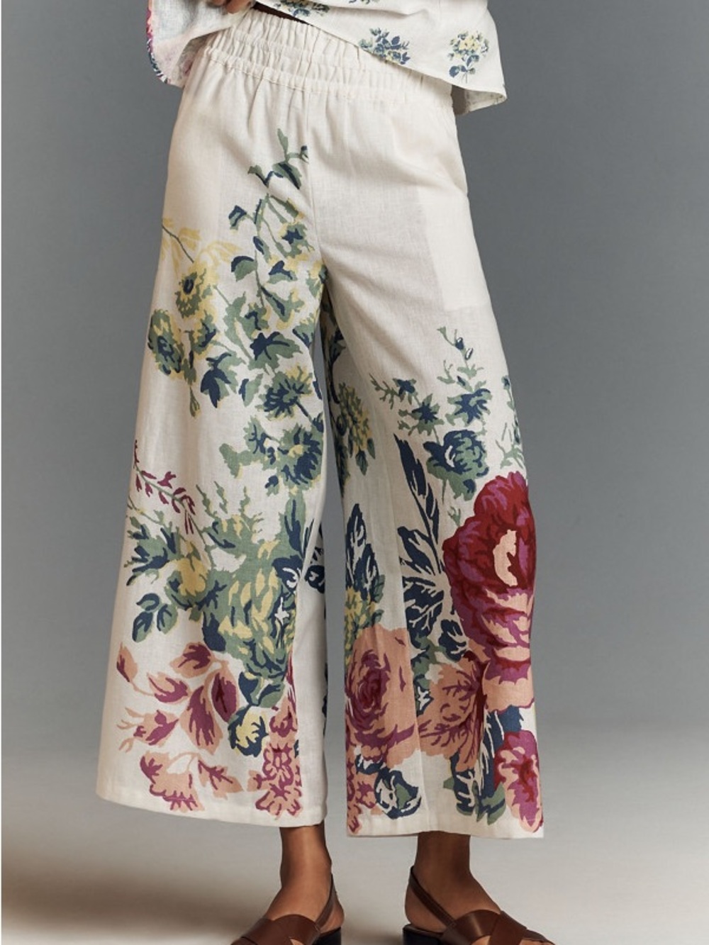 Anthropologie The Somerset Pull-On Pants: Printed Linen Cotton Edition